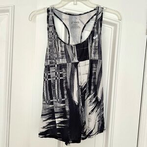 Asics Black and White Graphic Tank Top Size S